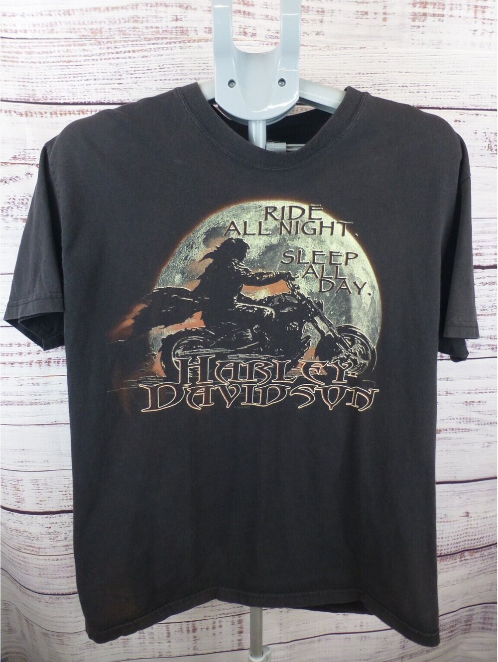 Harley-Davidson Men's T-Shirt Ride All Night Sleep All Day Black Large - J5A